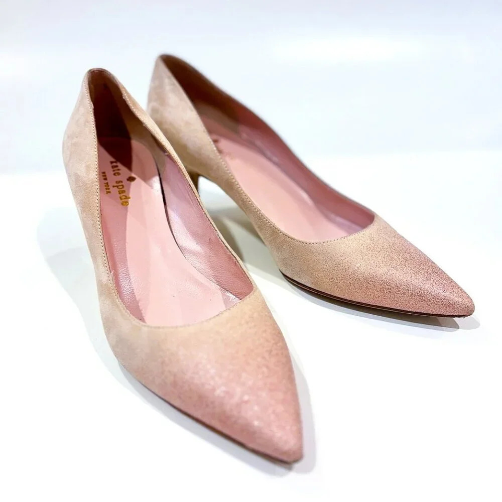 KATE SPADE Melanie Pink Suede Pointed Toe Glitter Pumps – Classic |‎ Size 6.5 *